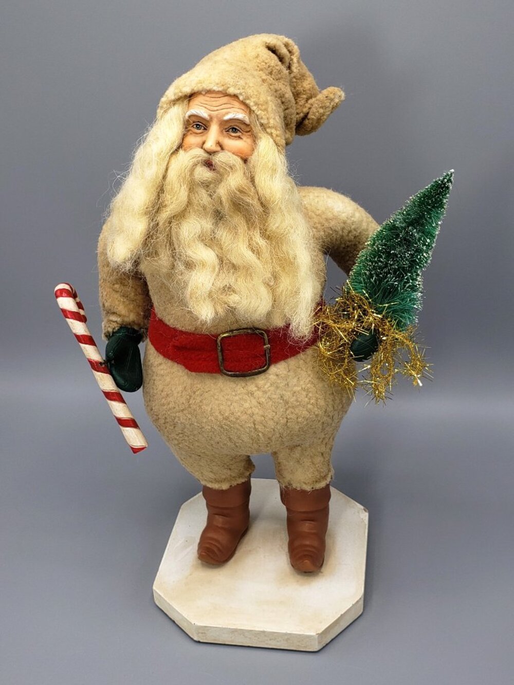 ESC Trading 2002 Paul Gordon Cloth Santa Figure Tree Candy Cane Christmas Decor